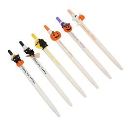 Pens 72Pcs Student Halloween gel Pens Gift Cute Silicone Pumpkin Cat Ghost Press Gel Pen Black Signature Pens