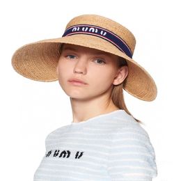 Womens summer sun shading breathable designer Bucket hat casual outdoor vacation travel appointment letter embroidery sun proof straw hat