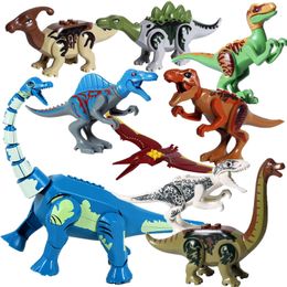 Blocks 8pcs lot Jurassic Dino World Tyrannosaurus Rex Wyvern Velociraptor Stegosaurus Building Kits Bolcks Dinosaur Figures Raptor Toy 230627