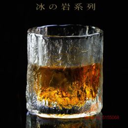 Wine GLAsses Japanese GLAcier Old Fashioned GLAss Whiskey Cup Crystal Frost Design Whisky Tumblers Thick Heavy Rock WinegLAss Beer Mug 230627