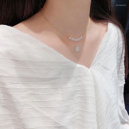 Chains Double Pearl Collarbone Chain Women Japan And Korea Web Celebrity Necklace Neck Jewelry Choker Collar Short Band Cha