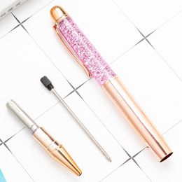 Pens 10Pcs Luxury Colorful Quicksand Creative Metal Crystal Ballpoint Pens Office School Writing Stationery Birthday Gift Rose Gold
