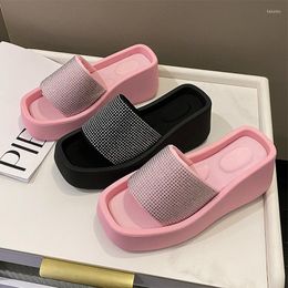 Slippers Woman Summer 2023 PVC Thick Concise Cute Ladies Sandalias Soft Platform Comfortable Non-slip Solid Wedge Female Shoes