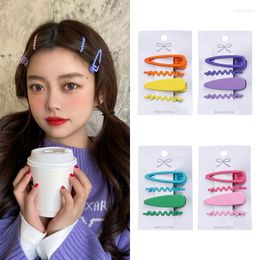 Hair Clips 4pcs/bag Candy Coloured Clip Rubber Paint Edge Girl Character Duckbill Headdress Decoration Set