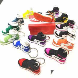 Keychains Lanyards 14 Styles 3Pcs/Sets Designer Sile 3D Sneaker Ball Shirt Keychain With Red Box Men Women High Quality Shoes Fash Dhpsj