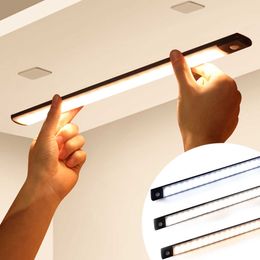 3 Colours Motion Sensor Cabinet Night USB LED s ing Kitchen Closet Wardrobe Lamp Rechargeable Magnetic Light HKD230628