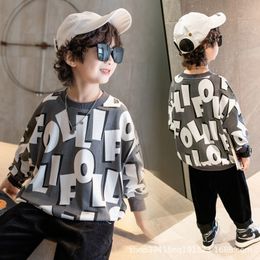T shirts Baby Boys Sweatshirt Kids Letter Printed Hoodies Toddler Long Sleeved Pullover Spring Fall Children's Thicken Clothing Casual 230627