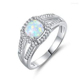 Cluster Rings Beautiful Cute Simple Round Jewellery White Fire Opal Cz Champagne Crystal From Austrian Ring For Women Wholesale