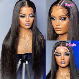 Straight Lace Front Human Hair Wig Pre Plucked 30Inch 5x5 Hd Transparent Lace Closure Wigs Human Hair For Black Women