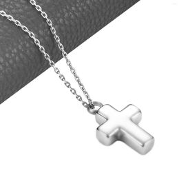 Pendant Necklaces 316L Stainless Steel Glossy Cross Memorial Urn Necklace Religious Cremation Ashes Keepsake Jewelry