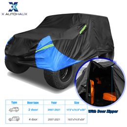 Covers X Autohaux Car Cover for Jeep Wrangler JL 2 4 Door 2018 2019 2020 2021 Outdoor Waterproof Sun Rain Wind Protection Black BlueHKD230628