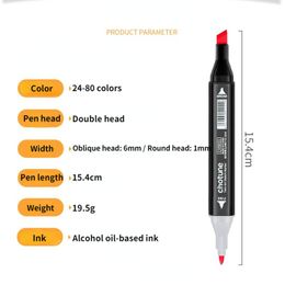 Markers Marker Pen Set New 30/40/60/80 Color Student Doubleheaded Marker Pens Painting Watercolor Pen Stationery Painting Supplies