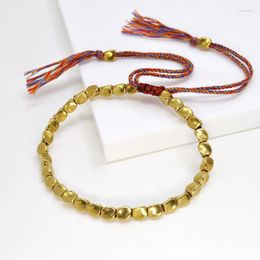 Strand QiLuxy Handmade Tibetan Buddhist Weave Cotton Copper Beads Tassel Lucky Rope Bracelet & Bangles For Women Men Bracelets Jewellery