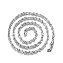 Chains 925 Sterling Sier 2Mm Twisted Rope Chain Necklaces For Women Men Fashion Hiphop Jewellery 16 18 20 22 24 Inches Drop Delivery Pe Dh7Mx