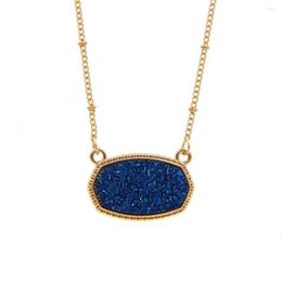 Explosive Pendant Necklaces Resin Oval Druzy Necklace Gold Colour Chain Drusy Hexagon Style Luxury Designer Brand Fashion Jewellery For Women
