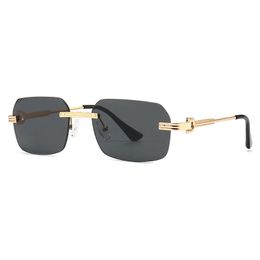 304 New fashionable men and women's small square rimless metal Sunglasses sunglasses showDROX