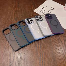 Shockproof Armour magnet Matte Cases For iPhone 13 12 11 Pro Max XR XS X 7 8 Plus SE Mini Luxury Silicone Bumper Clear Hard PC Cover