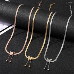 Chains Butterfly Choker For Women Adjustable Chain Charm Stainless Steel Necklace Kpop Delicate Pendant Bridal Jewellery Gift