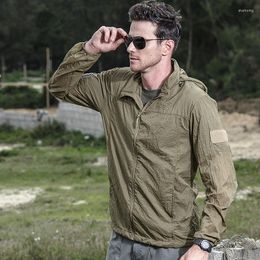 Hunting Jackets 2023 Summer Waterproof Quick Dry Tactical Skin Jacket Men Hooded Raincoat Thin Windbreaker Sunscreen Army Military