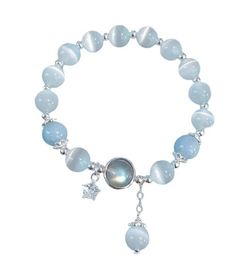 Beaded Design Bracelets Star Butterfly Opal Aquamarine Moonstone Crystal Womens Bracelet For Girl Ladies Luxury Elastic 8Mm Bead Cha Otjou