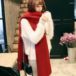 Scarves Women Men Scarf Korean Wool Female Winter Student Long Thick Warm Knitting Red Yellow Nave Blue Black Gray