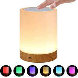 Lights Light Touch Sensor Bedside Table Rechargeable Dimmable RGB Colour Desktop Night Lamp For Room Children Kids Gift HKD230628