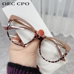 Eyeglass Frame OEC CPO Fashion Cat Eye Optical Glasses Frames Women Vintage Clear Lens Eyeglasses Prescription Spectacle 230628