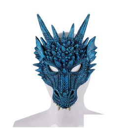 Party Masks Halloween Dragon Mask Mardi Gras Pu Foam 3D Animal Faucet Fancy Dress Kids Adt Drop Delivery Home Garden Festive Supplies Dhmrn