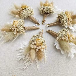 Dried Flowers Flower Corsage Mini Baby's Breath Natural Small Bouquet Best Man Style Rustic Vintage Wedding Decor