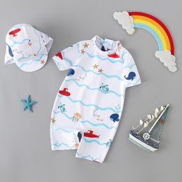 TwoPieces Baby Girls Boys Swimwear With Cap Sets Surfing Wear Fish Swimming Suit Infant Toddler Kids Children Beach Bathing 230628