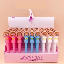 Pens 36pcs/pack Full Silicone Gel Pen Dancing Girl Ballet Cute Cartoon Water Pen Office School Creative Stationery Prize Party Gift