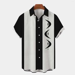 Men's Casual Shirts American Style Vintage Shirt Printing Lapel Collar Men's Loose Short Sleeve Camisas Hombre Button Blusas