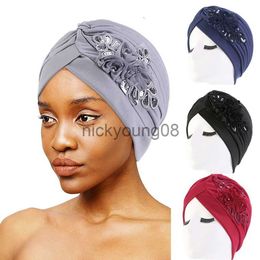 Bandanas Women Shine Silver Gold Knot Twist Turban Headbands Cap Autumn Winter Warm Headwear Casual Streetwear Female Muslim Indian Hats x0628