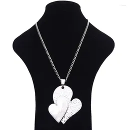 Pendant Necklaces 1 X Tibetan Silver Large Double Lapped Heart Necklace Jewelry On Long Link Chain Lagenlook 34"