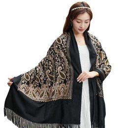 scarf womens autumn and winter embroidered cashew fruit indian nepalese ethnic style winter thickened and warm imitation cashmere shawl dual use