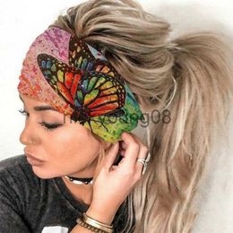 Bandanas Women Girl Summer Boho Hair Bands Print Headband Bohemian Cross Turban Bandage Bandanas Hair Accessories Headwrap Headwear Gift x0628