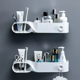 Bathroom Shelves Wall Mounted Storage Rack Shampoo Cosmetic Towel Holder Toothbrush Shelf Toilet Household Accessories 230628