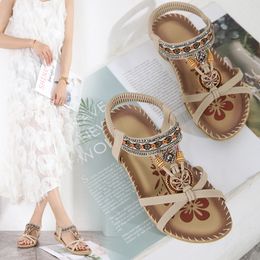 Bohemia Large Flat Sandals Flower Sandals Open Toe Outwear Beach Shoes