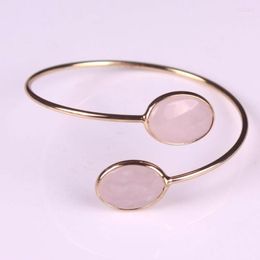 Bangle Druzy Natural Multi Colors Available Crystal Quartz Inlay Oval Pink Purple Stone Beads Bracelet For Women Jewelry