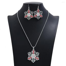 Pendant Necklaces LZHLQ Snowflake Long Necklace Set Sweater Chain Metal Crystal Rhinestone Sets Pendants Women Jewelry Collier