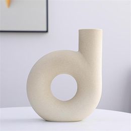 Vases Circle Inset Style Circular Nordic Vase Modern Appearance Perfect Decorative Flower Fine Ceramics