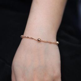 Link Bracelets 2mm Gold Color Bead Bracelet For Women Girls Plated Beads Chain Wedding Jewelry Gifts Wholesale Drop LCB76