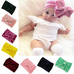 Hair Accessories 2023 Fashion Children Velvet Big Bowknot Wide Version Turban Girls Kid Born Soft Bandana Hairband 5ps