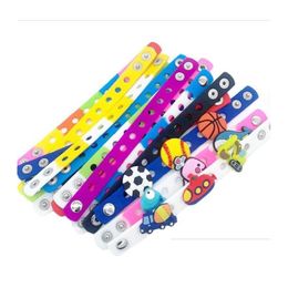 Jelly Sile Wristbands Adjustable Rubber Bracelets Colorf Bracelet With Holes For Kids Boys Girls Birthday Party Award 18Cm Drop Deli Dhkxl