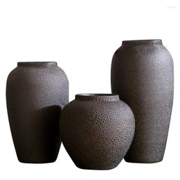 Vases Jingdezhen Ceramic Vase Vintage Coarse Pot Simple Modern Chinese European Style Living Room Flower Ornaments