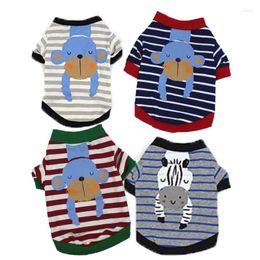 Dog Apparel Clothing Pet Spring And Autumn Stripe Cotton Cartoon Printed Small T-Shirt
