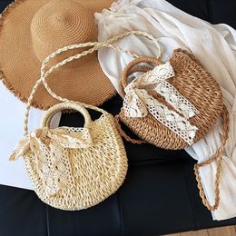 Backpacks Straw Tote Crossbody Bags for Women Rattan Woven Purses and Handbags Ladies Beach Shoulder Bag 230628