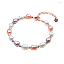 Strand Natural FreshWater Pearl Bracelet For Women - 7mm White Beaded With