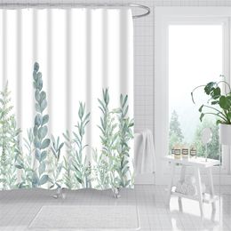 Shower Curtains 3d Plant Flower Palm Leaf Butterfly Shower Curtains Bathroom Curtain Frabic Waterprood Polyester Bath Curtain with Hooks 230627