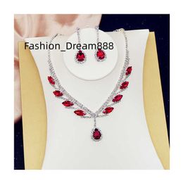 Dropshipping Products 2023 Two Elegant Colorful Rhinestone Versatile Crystal Clavicle Chain Bridal Necklace Earrings Jewelry Set